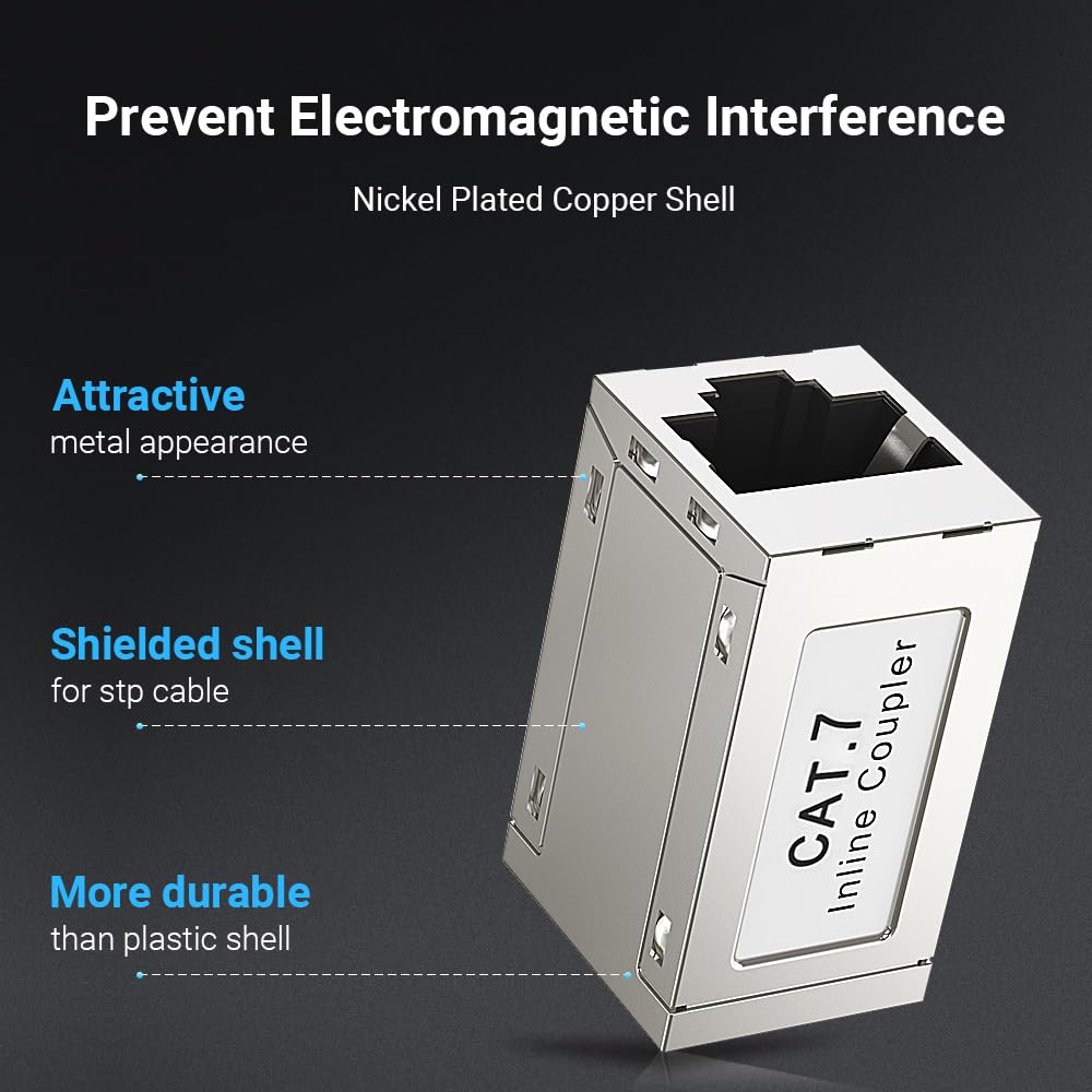 Удлинитель Ethernet RJ45, 10 Гбит/с, Ethernet-соединитель Cat7, гнездовой разъем для кабеля Cat7/Cat6/Cat5e, комплект из 2 шт.