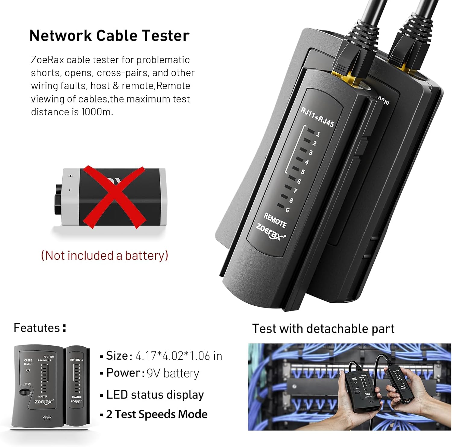 Cat7 RJ45 크림핑 도구, Cat7 Cat6 Cat5 패스스루 이더넷 크림핑 도구 키트, 케이블 테스터가 포함된 네트워크 크림핑 도구, 멀티플라이 스트리퍼, 블레이드, Cat6 커넥터 50개, 스트레인 릴리프 부츠