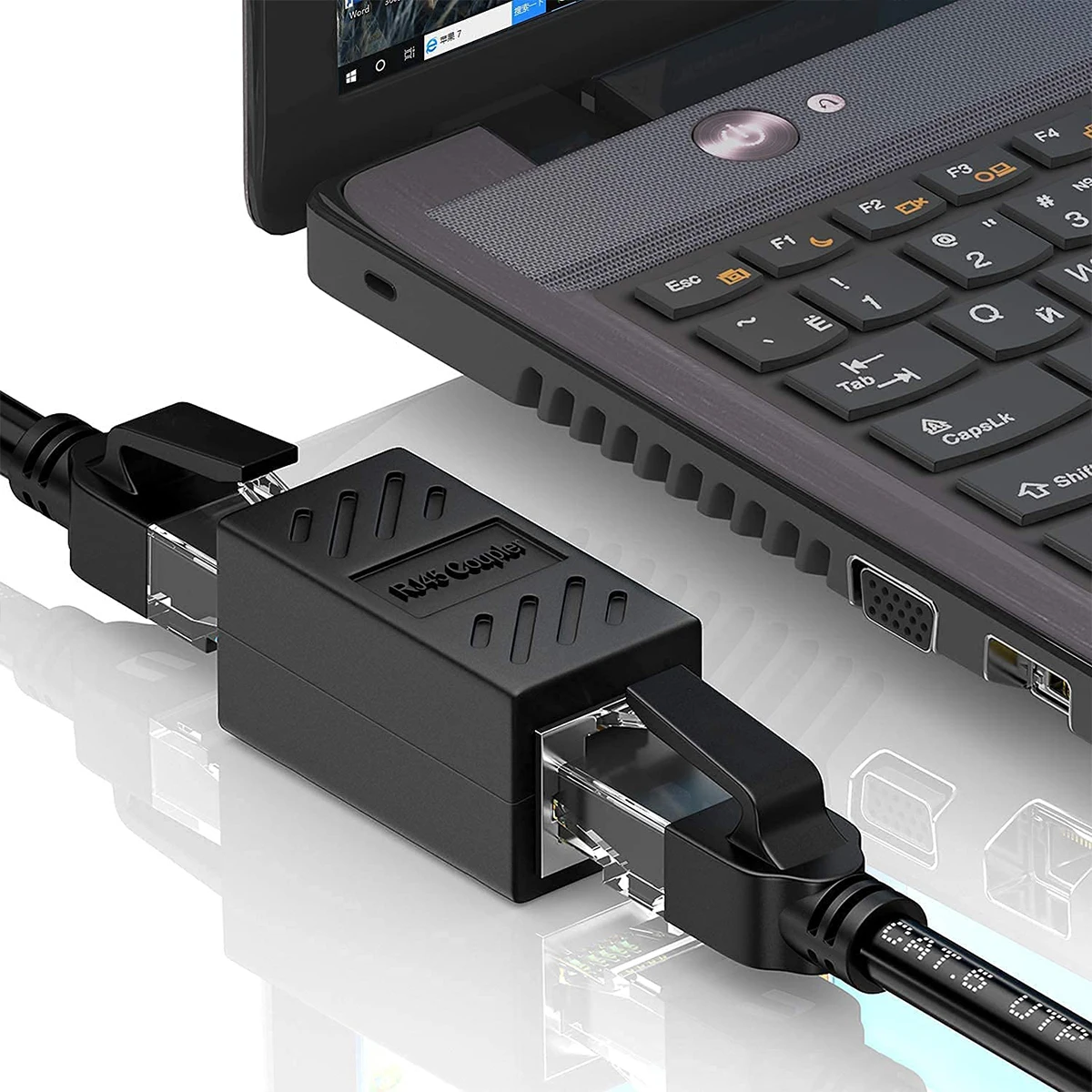 ZoeRax RJ45 Coupler, Ethernet Extender 1000Mbps in Line Coupler Cat7 Cat6 Cat5e Cable Connector Ethernet Adapter Female to Female Black