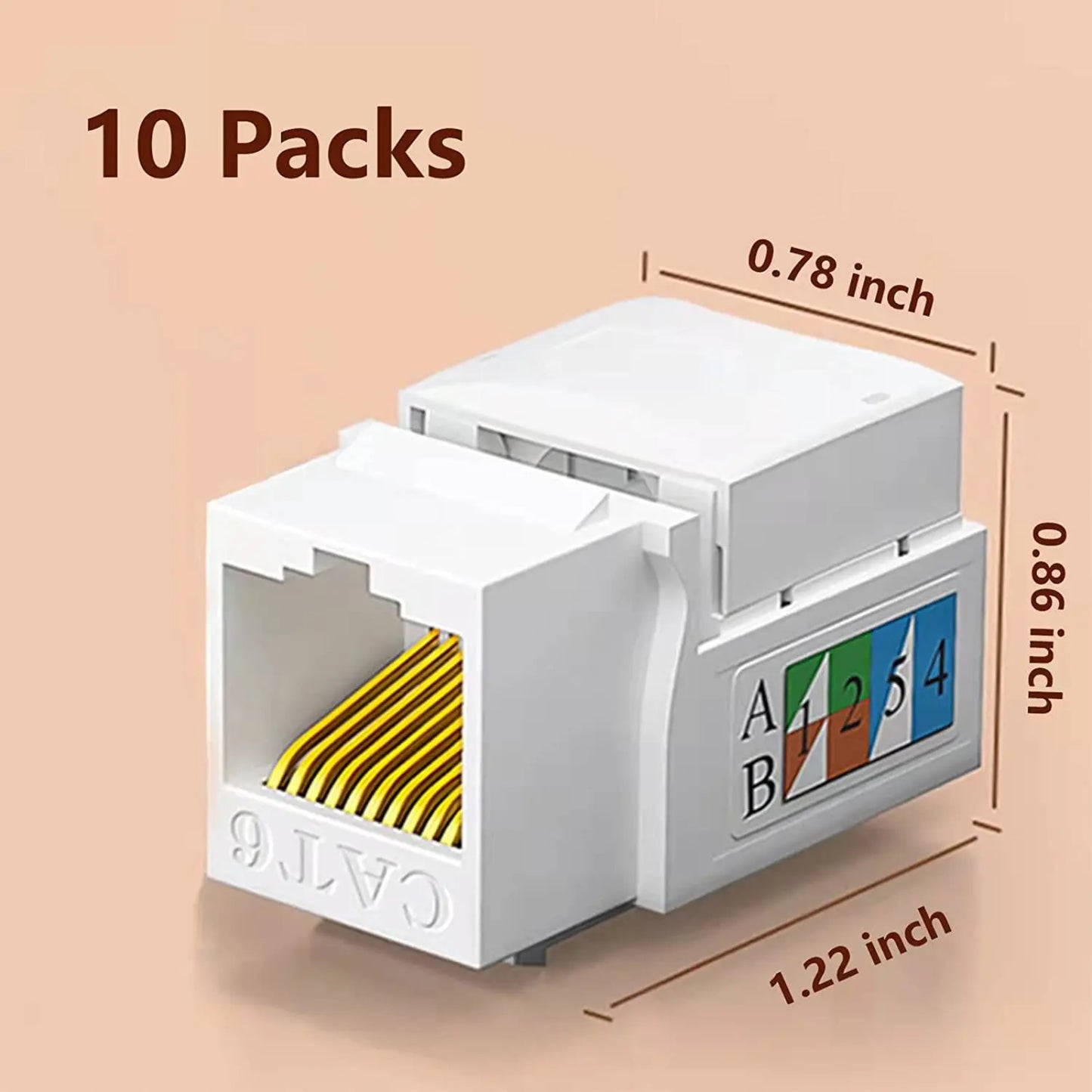 ZoeRax 10PCS,Cat6/5e Keystone Jack,RJ45 Keystone Jack,Cat6 Network Coupler,Ethernet Wall Jack(Not compatible with Patch Panel)
