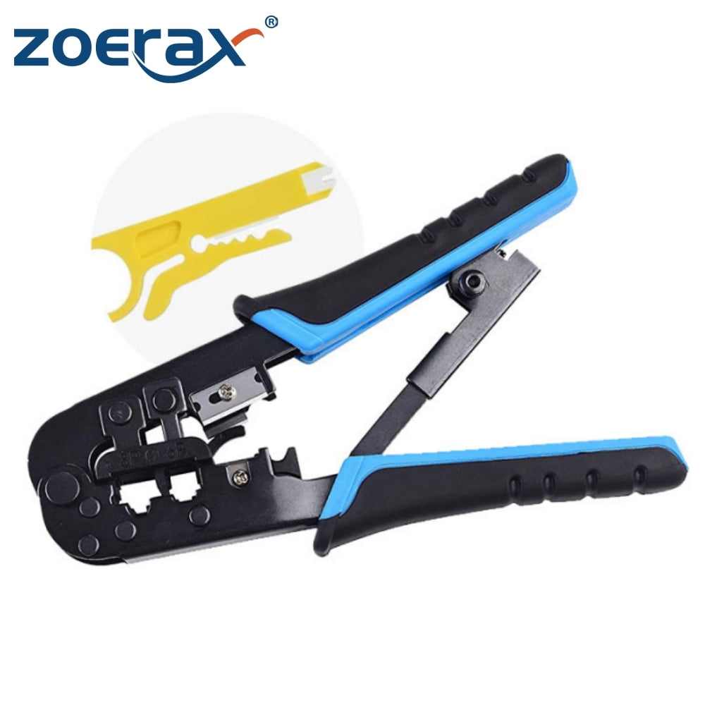 ZoeRax Multi-function RJ45 Crimping Tool, 10P/8P/6P-RJ11, RJ12, RJ45,RJ50 Crimper Cutter Stripper for Modular Plugs