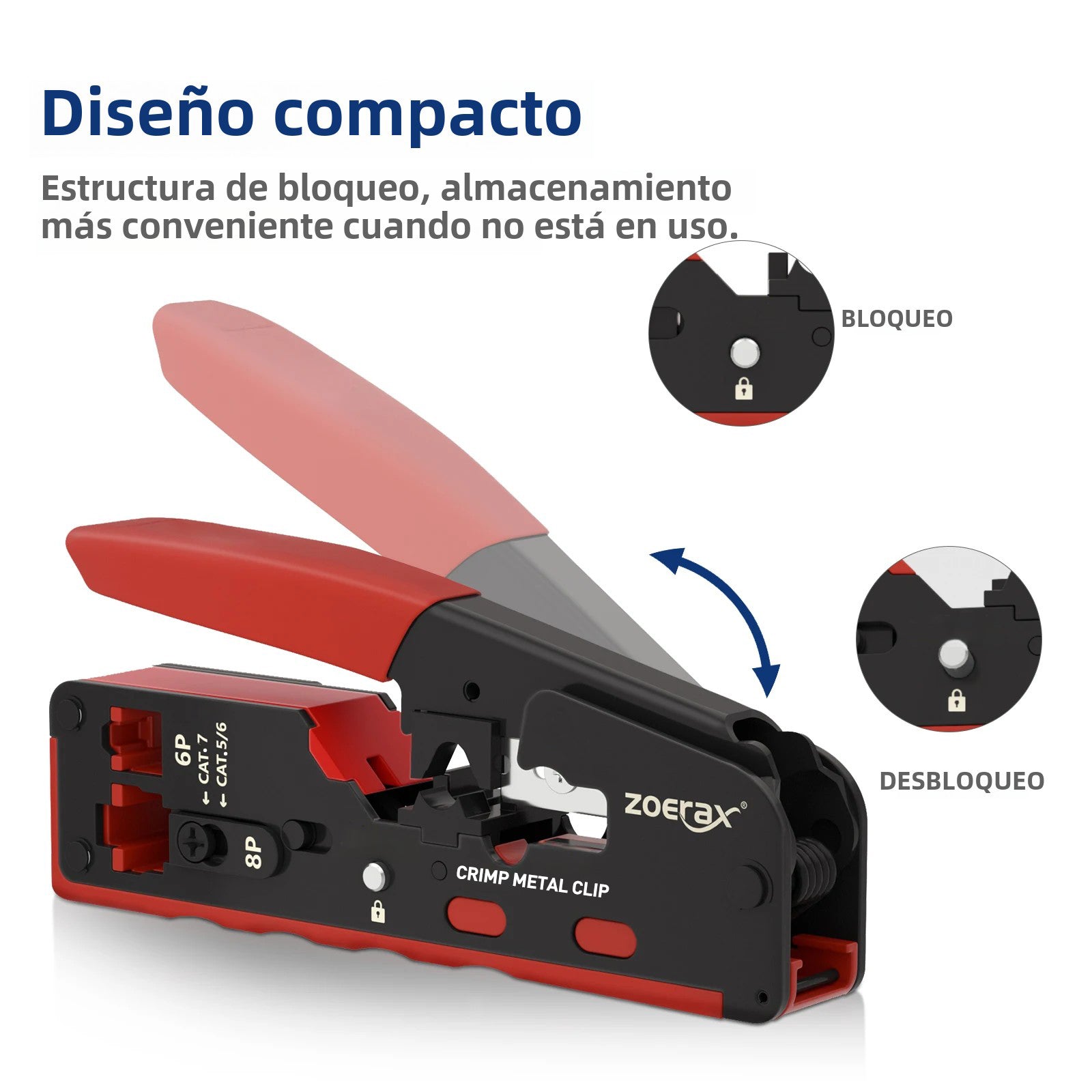 ZoeRax All-in-One Pass Through Crimper for RJ45 RJ12 RJ11 Standard and