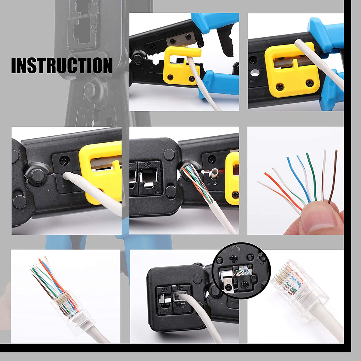 Kit Crimpatrice Pass-through ZoeRax Per Connettori RJ45 Cat6, Cat6A, Cat5, Cat5e, Modello 6088K - Foto 4