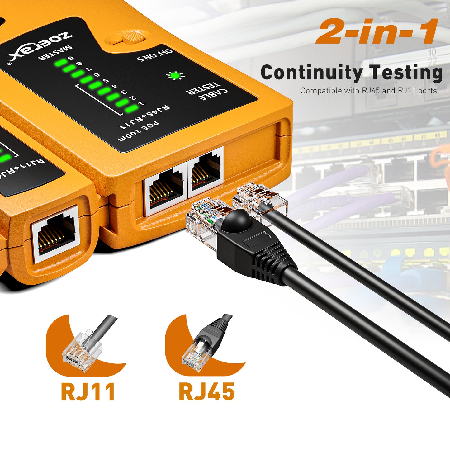 Network Cable Tester RJ45 LAN Cable Test Support POE for RJ45 Cat5 Cat5e Cat6 Cat6a Cat7 UTP/Shielded Cable and RJ11 RJ12 ethernet Cable Tester （Battery not Included）