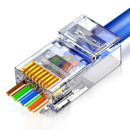 ZoeRax RJ45 Cat5e Cat6 Pass Through Connectors EZ to Crimp Modular Plug for Solid or Stranded Network Cable