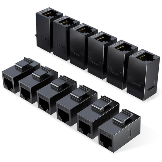 RJ45 Cat6 Keystone Coupler, 12-Pack Female to Female Cat6 Keystone Jack, UTP Keystone Coupler Insert, Black