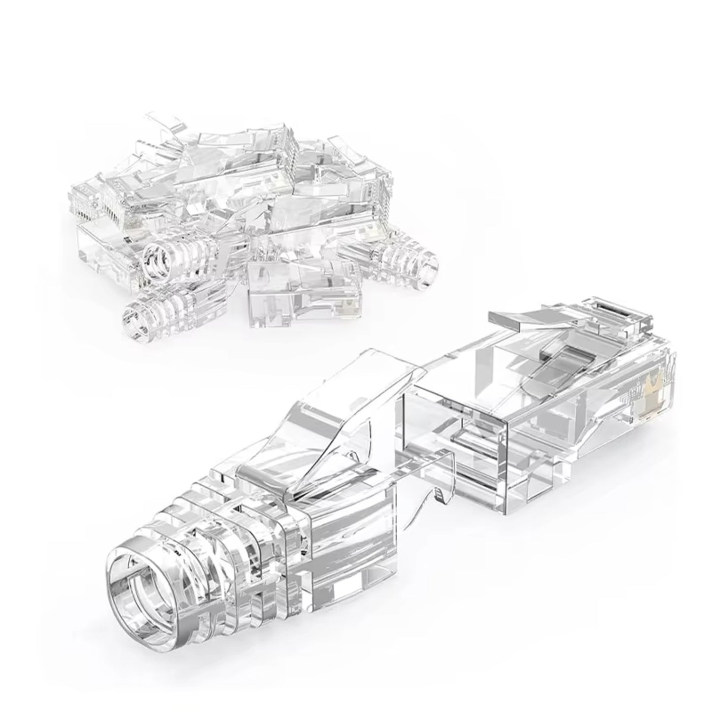 ZoeRax RJ45 Cat6 Pass Through Connectors and Strain Relief Boots, EZ to Crimp Modular Plug for Solid or Stranded Network Cable