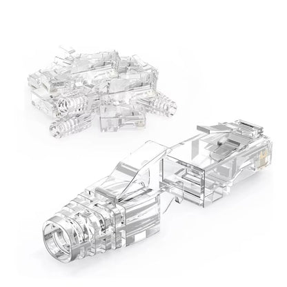 ZoeRax RJ45 Cat6 Pass Through Connectors and Strain Relief Boots, EZ to Crimp Modular Plug for Solid or Stranded Network Cable