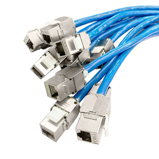 12 Pcs Cat6a Cat7 Keystone Jack Cat7 RJ45 STP Tool-Less Type Zinc Alloy Module Jacks Adapter Coupler for 22 to 26 AWG Solid or Stranded S/FTP Ethernet Cable