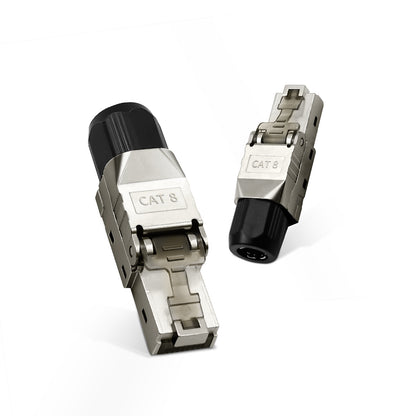 ZoeRax Tool-Free RJ45 Connector, Gold-Plated Plug, Shielded Ethernet Connector for Cat6A/Cat7/Cat8, POE Compatible