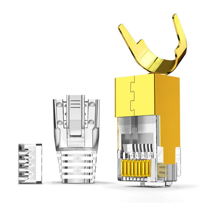 CAT7 CAT6A 차폐형 RJ45 커넥터 30개입, 두꺼운 케이블용 비통과형 차폐형 모듈러 플러그, 50u 금도금 이더넷 단자, 스트레인 릴리프 부트 포함 