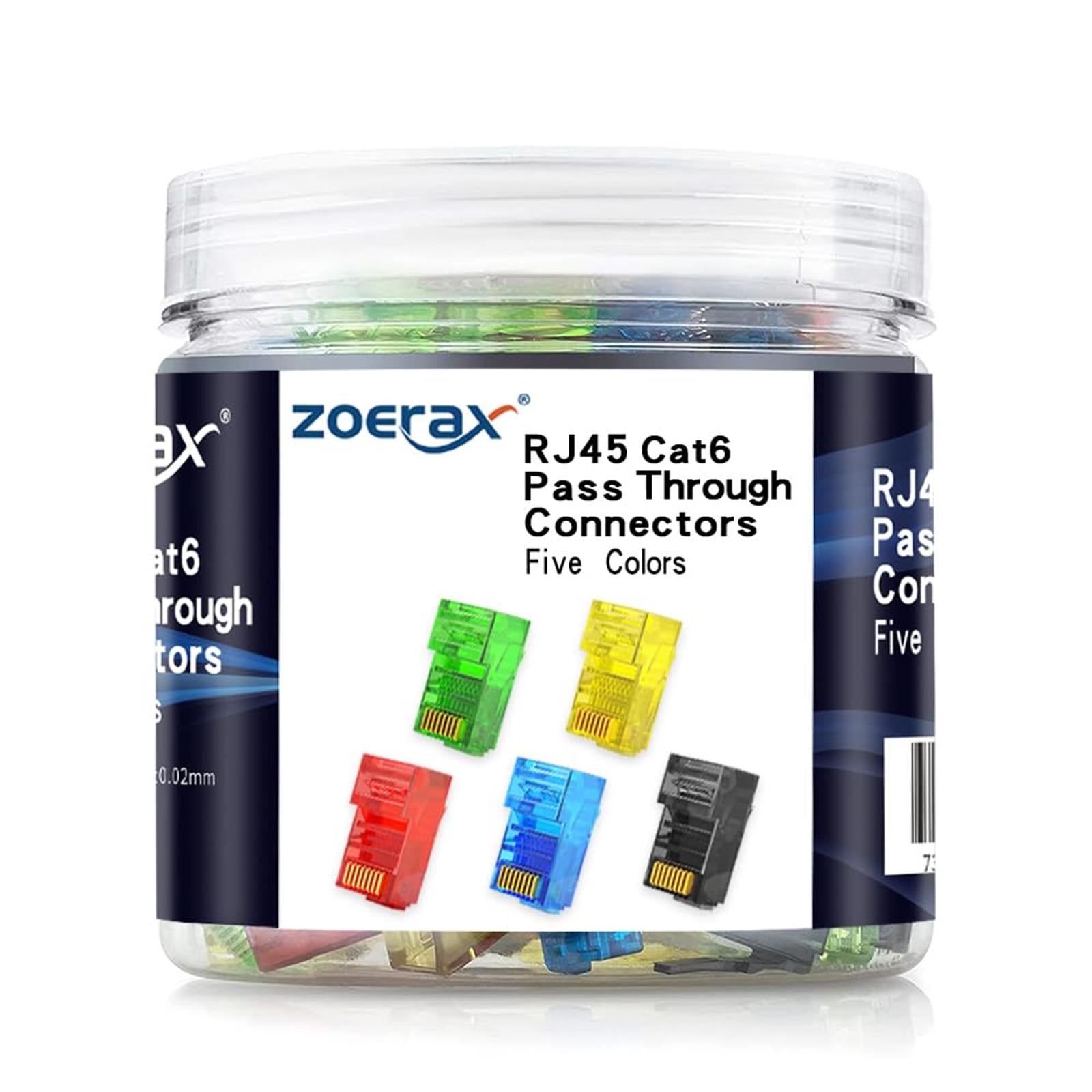 Modul Connector 100-Pack RJ45 Cat6 Pass Through Connector, Assorted Colors, RJ45 Modul ...