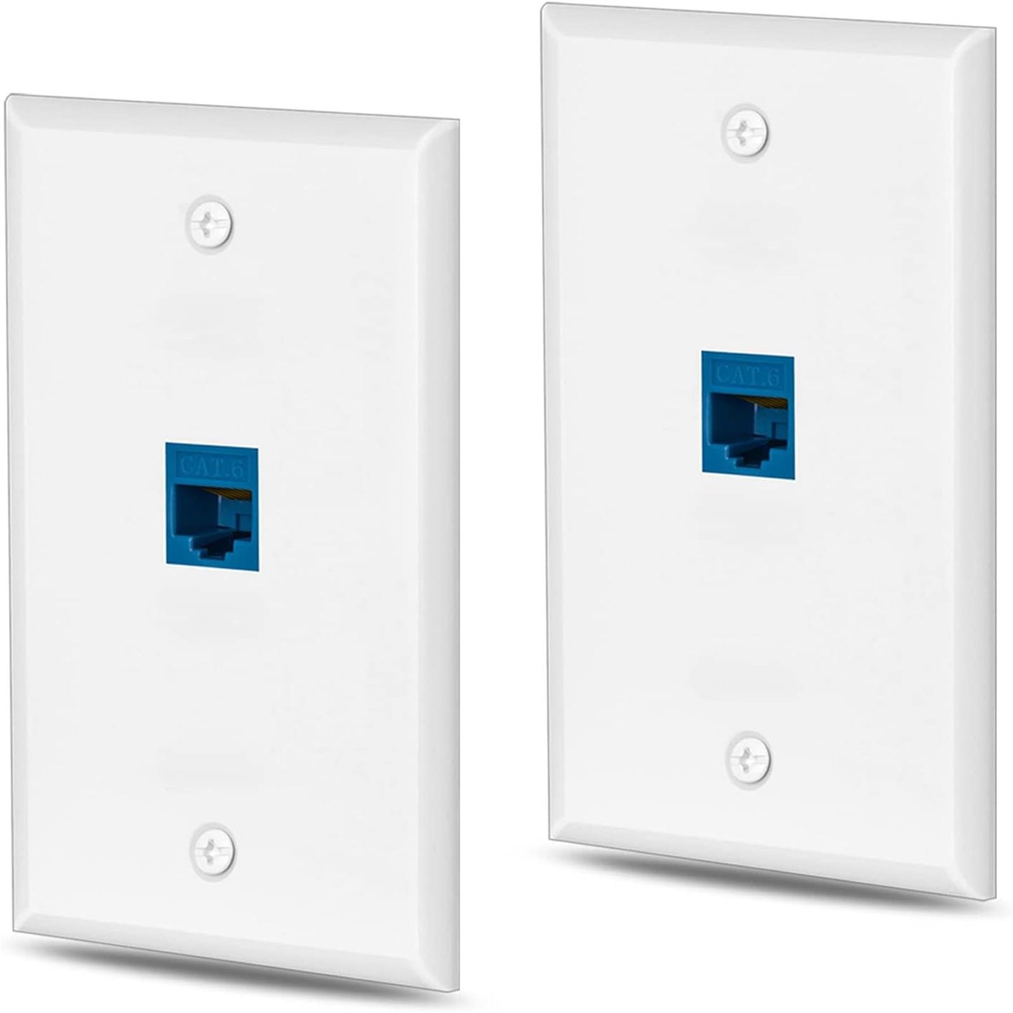 ZoeRax 2-Pack Ethernet Wall Plate Outlet, Single Gang Matte Keystone Wall Plate with RJ45 Keystone Coupler, Blue