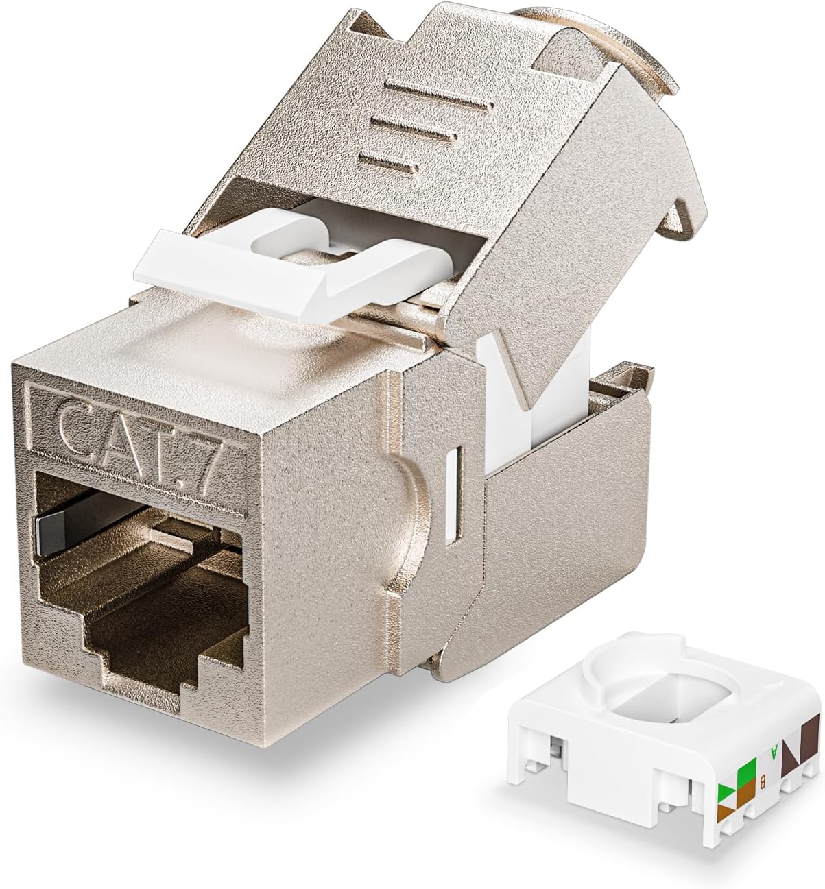 12 Pcs RJ45 Cat7 Cat6A Shielded Keystone Jack, Cat 7 10Gbps Easy Toolless Modular Jacks PoE for 23 to 24 AWG Solid or Stranded S/FTP Ethernet Cable