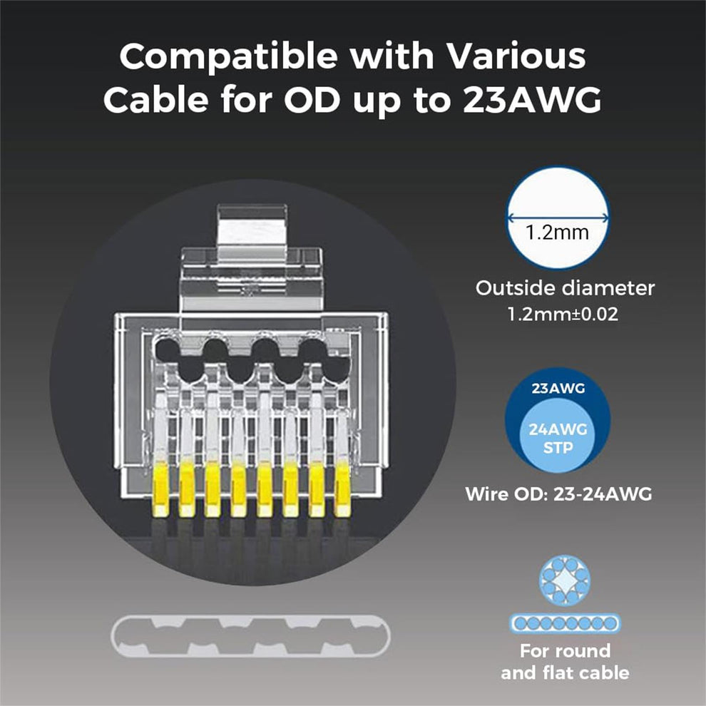 100-Pack RJ45 Pass Through Connector Cat6 Shielded RJ45 Modular Plugs ...