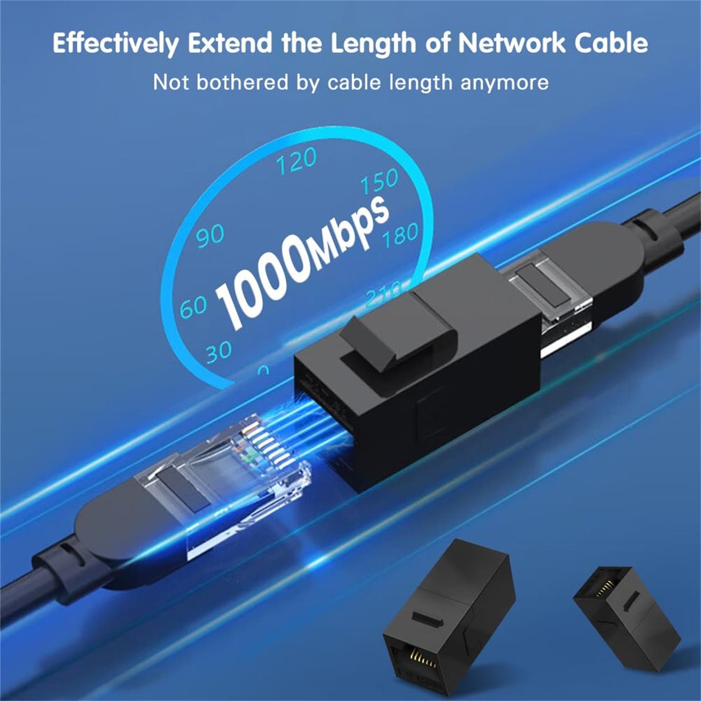 RJ45 Cat6 Keystone Coupler, 12-Pack Female to Female Cat6 Keystone Jack, UTP Keystone Coupler Insert, Black