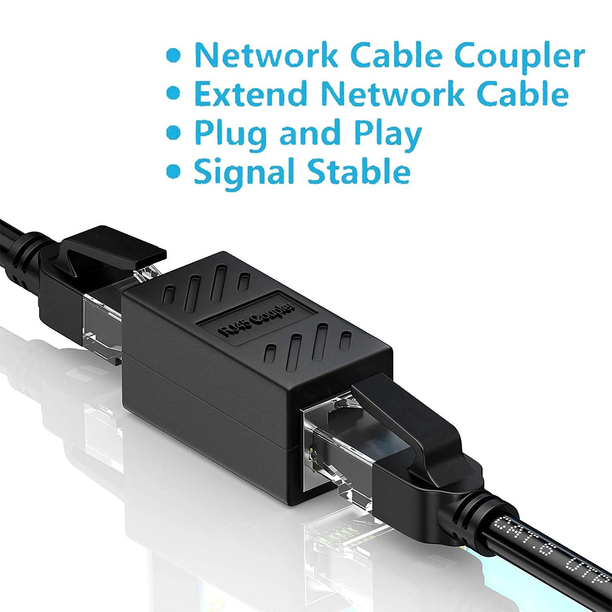 ZoeRax RJ45 Coupler, Ethernet Extender 1000Mbps in Line Coupler Cat7 Cat6 Cat5e Cable Connector Ethernet Adapter Female to Female Black