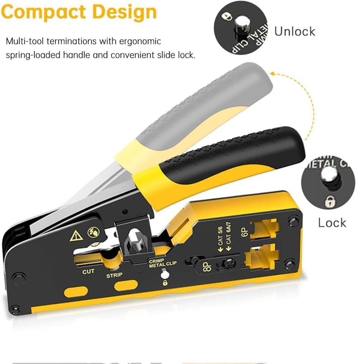 Ring Cutter Rj45 Pass Through RJ45 Crimp Tool, Ethernet Wire Cutter Crimper for Cat7 Ca ...