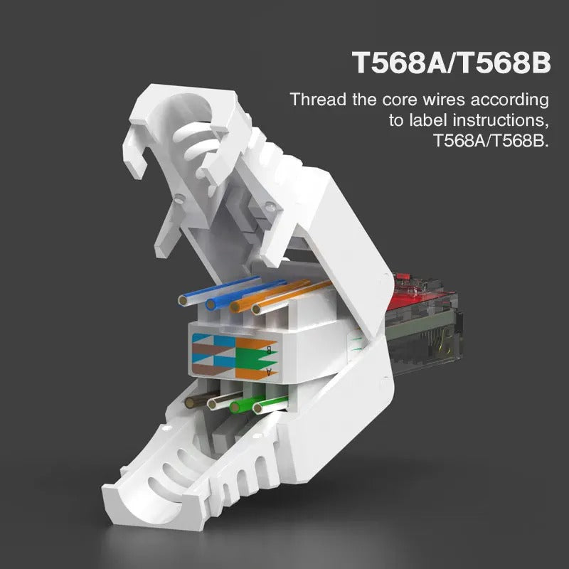 ZoeRax 10PCS Tool Free RJ45 CAT6 Connector Ethernet Termination Plugs, 23AWG to 26AWG Cable Internet Plug Installation Toolless
