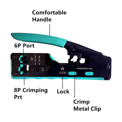 ZoeRax RJ45 패스스루 크림프 툴 키트 이더넷 크림퍼 Cat5 Cat5e Cat6 Cat6A Cat7 크림핑 툴 키트 RJ45 RJ11 와이어 스트리퍼 