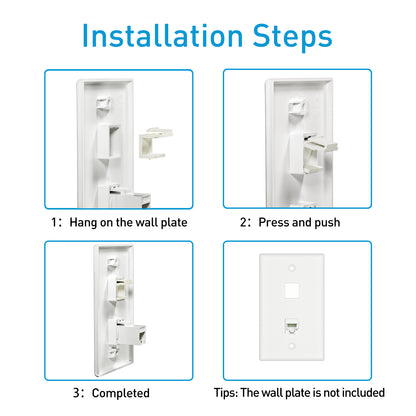 ZoeRax 50-Pack Blank Keystone Jack Inserts for Keystone Wall Plate and Patch Panel, White