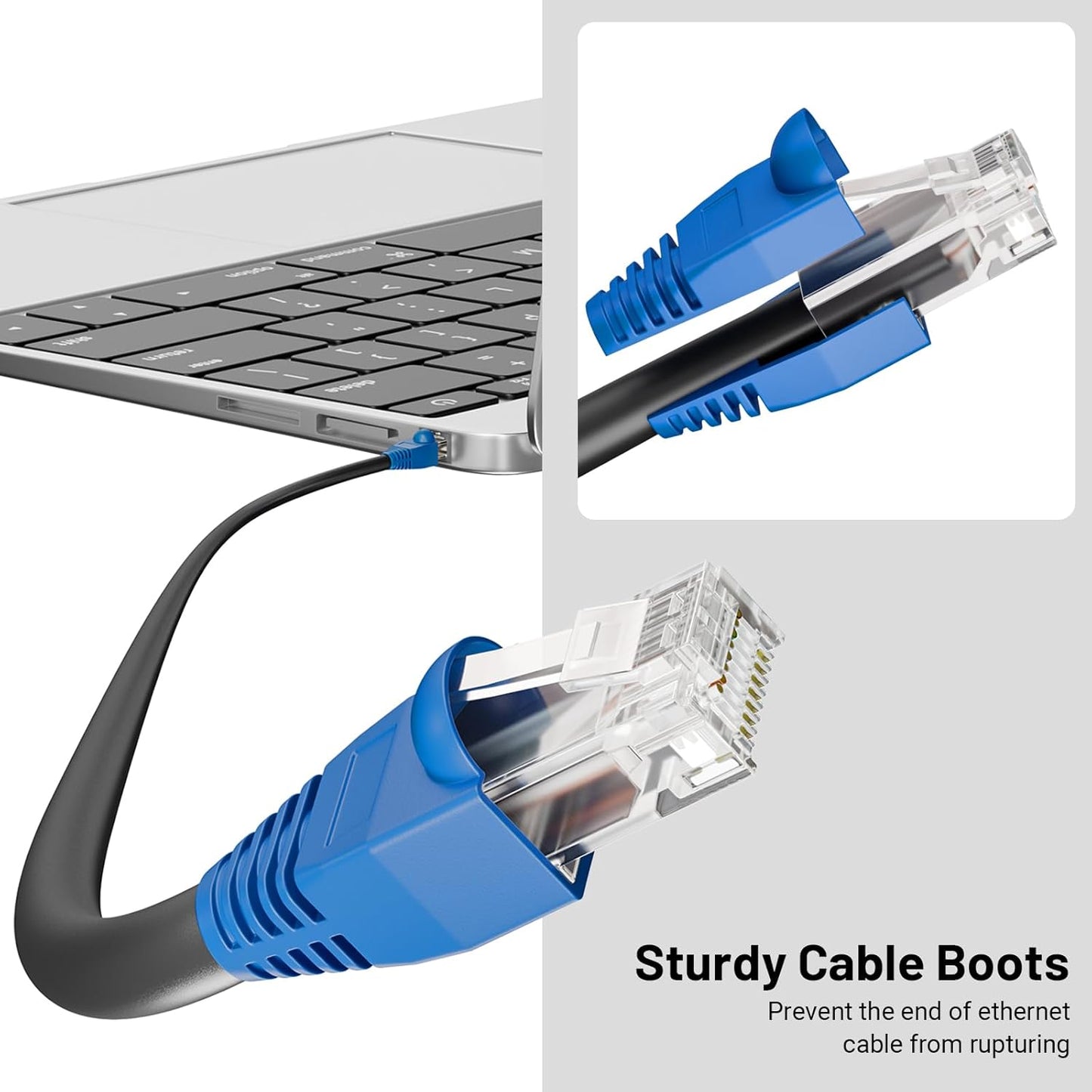 100-Pack Rj45 Strain Relief Boots Ethernet Network Cable Connector Plug Cover for Cat6 Cat5E Cat5(Blue)