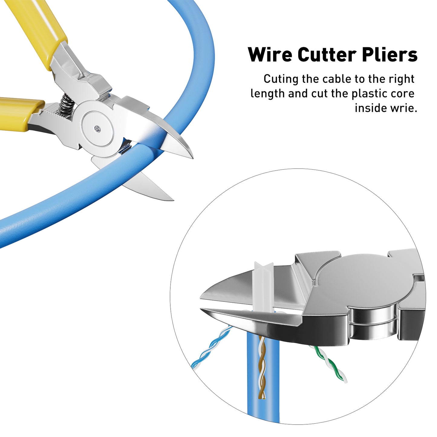 이더넷 크림핑 도구 키트 RJ45 크림핑 도구, 케이블 테스터, 멀티플라이 스트리퍼, 블레이드, 50개 Cat 6 패스스루 커넥터 및 스트레인 릴리프 부츠가 포함된 CAT5 Cat5e Cat6 RJ45 크림핑 도구 키트 