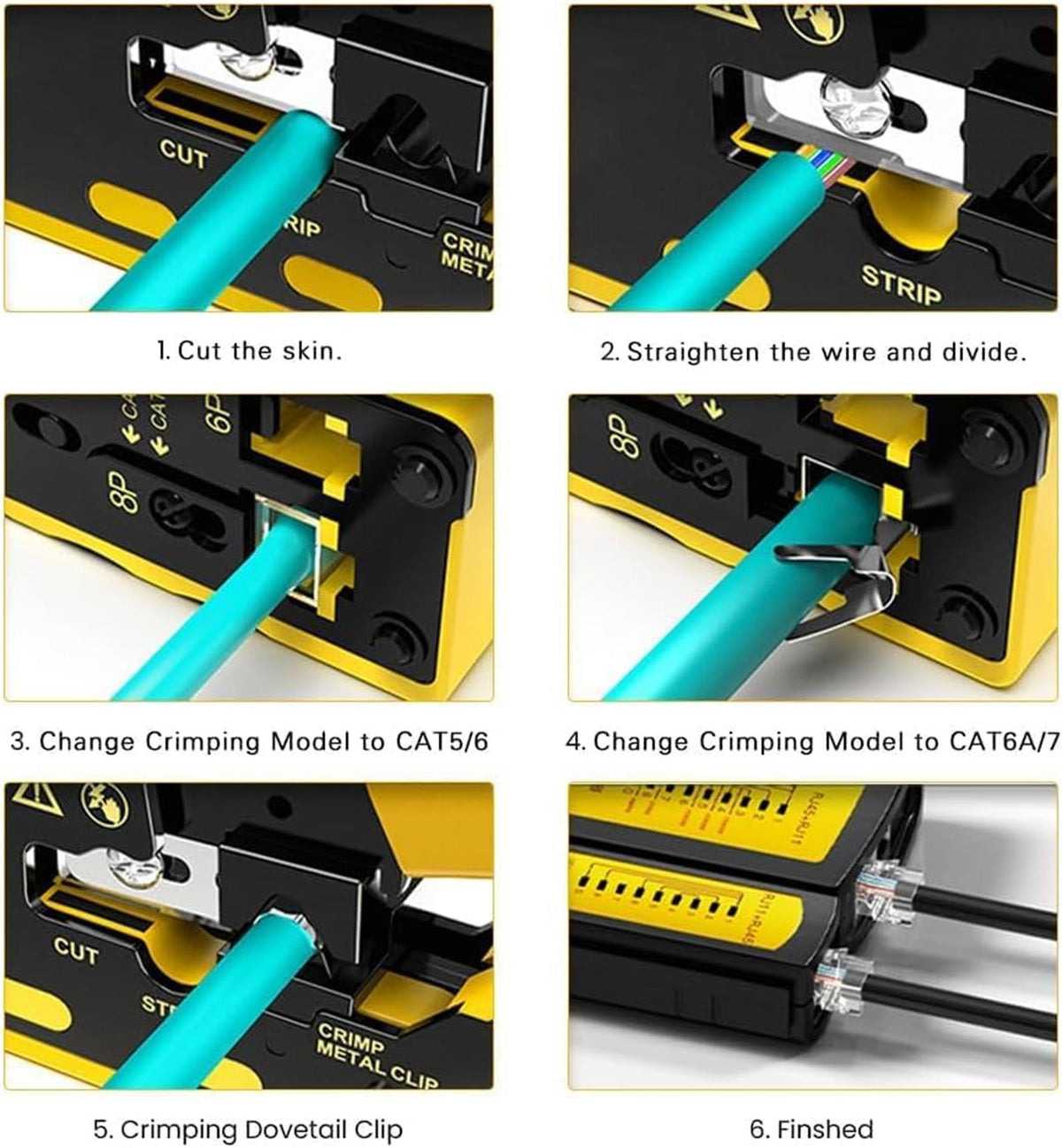 Rotary Cutter Rj45 Pass Through RJ45 Crimp Tool, Ethernet Wire Cutter Crimper for Cat7 Ca ...