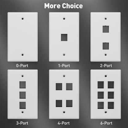 1-Port Ethernet Keystone Wall Plate, 10-Pack RJ45 Wall Plate Single Gang Wall Plates for RJ45 Keystone Jack and Modular Inserts, Matte, White