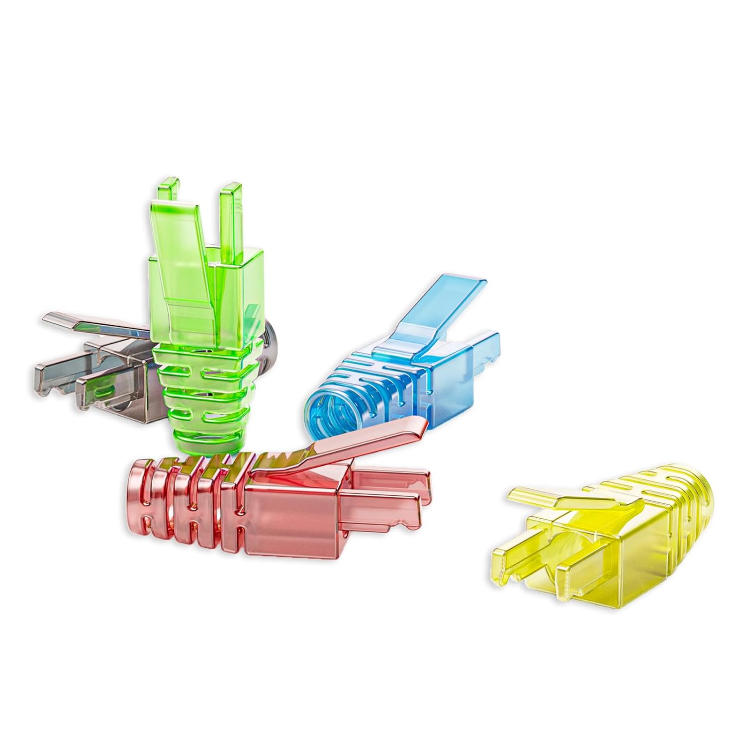 100 Pack RJ45 Strain Relief Boots, Assorted Colors, RJ45 Ethernet