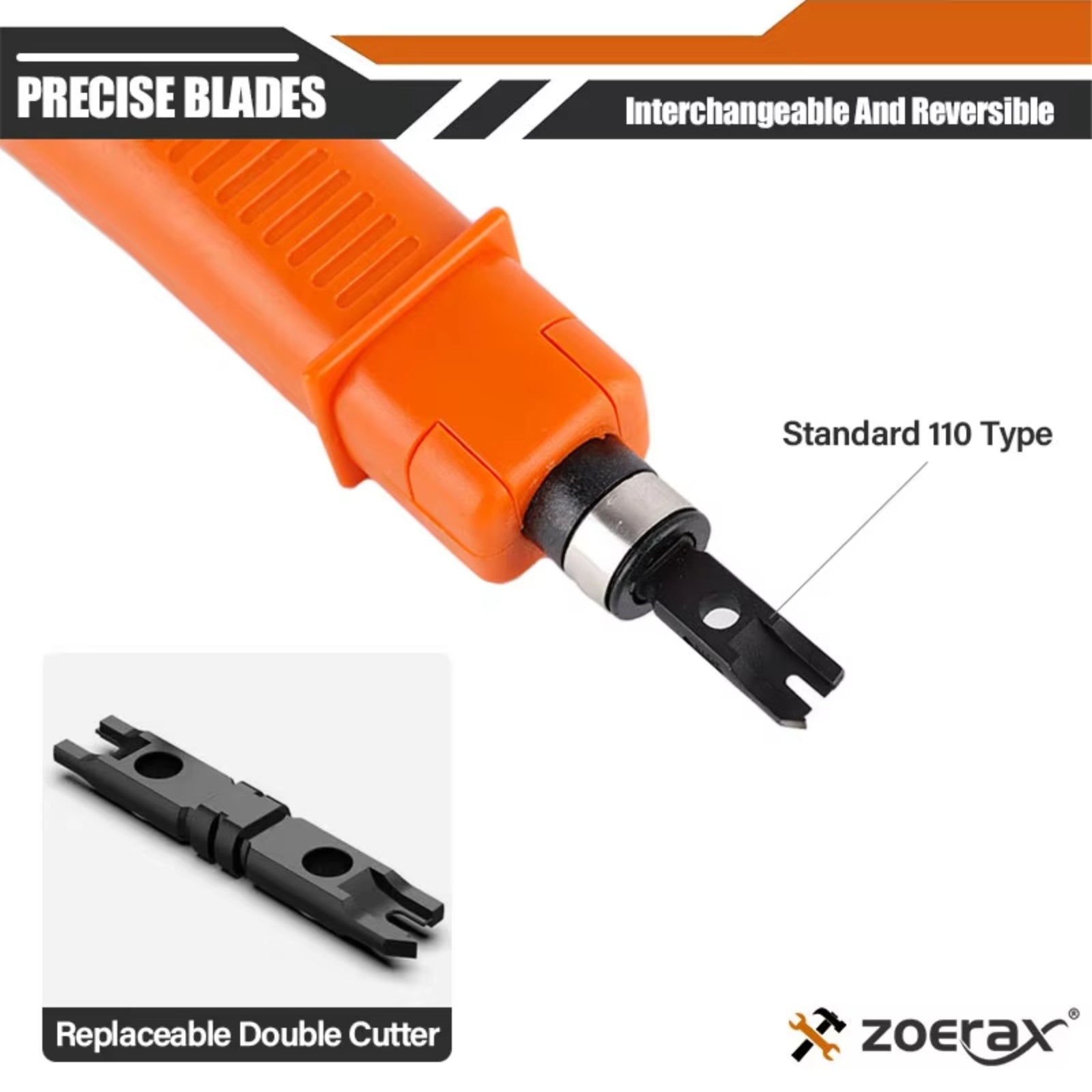 ZoeRax Punch Down Tool, 110 Type Network Cable Tool Double Blades Ethe