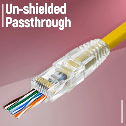 ZoeRax RJ45 Cat6 Pass Through Connectors and Strain Relief Boots, EZ to Crimp Modular Plug for Solid or Stranded Network Cable