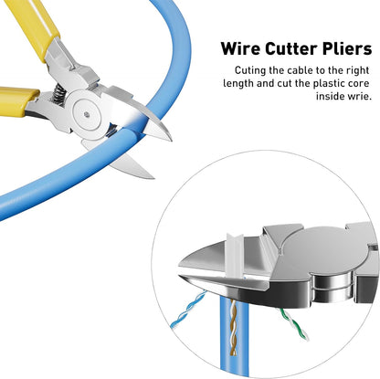 Cat7 RJ45 크림핑 도구, Cat7 Cat6 Cat5 패스스루 이더넷 크림핑 도구 키트, 케이블 테스터가 포함된 네트워크 크림핑 도구, 멀티플라이 스트리퍼, 블레이드, Cat6 커넥터 50개, 스트레인 릴리프 부츠 