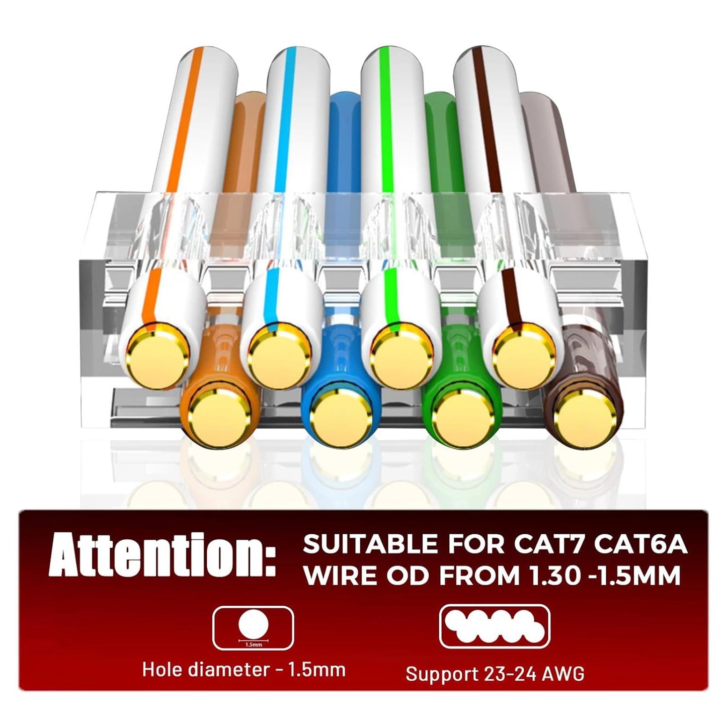 CAT7 CAT6A 차폐형 RJ45 커넥터 30개입, 두꺼운 케이블용 비통과형 차폐형 모듈러 플러그, 50u 금도금 이더넷 단자, 스트레인 릴리프 부트 포함 
