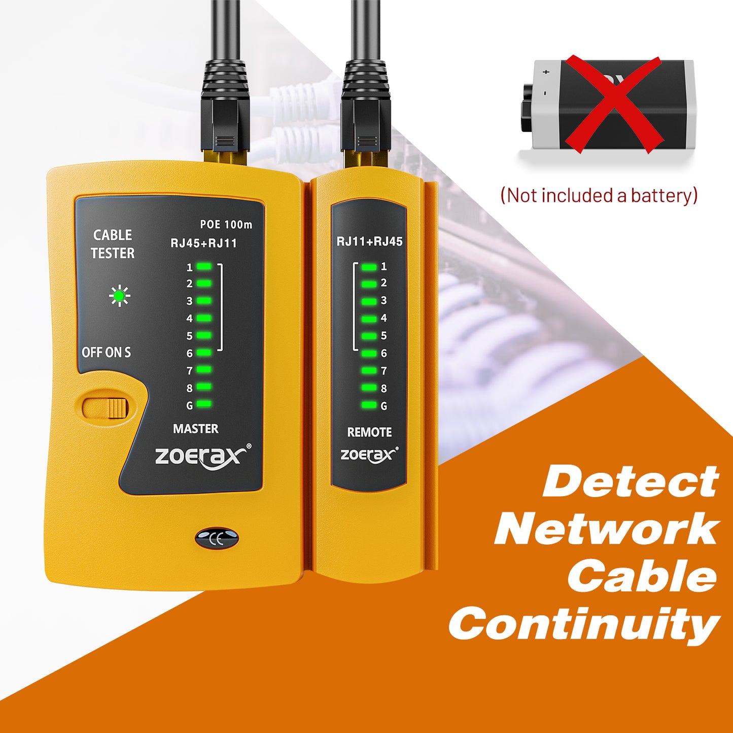 Network Cable Tester RJ45 LAN Cable Test Support POE for RJ45 Cat5 Cat5e Cat6 Cat6a Cat7 UTP/Shielded Cable and RJ11 RJ12 ethernet Cable Tester （Battery not Included）
