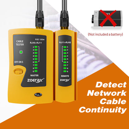 Network Cable Tester RJ45 LAN Cable Test Support POE for RJ45 Cat5 Cat5e Cat6 Cat6a Cat7 UTP/Shielded Cable and RJ11 RJ12 ethernet Cable Tester （Battery not Included）