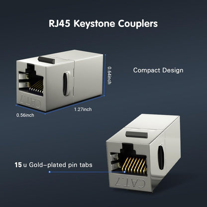 24-Pack CAT7 Coupler RJ45 Keystone Shielded Coupler, Shielded Female to Female RJ45 Inline Coupler Keystone Jack