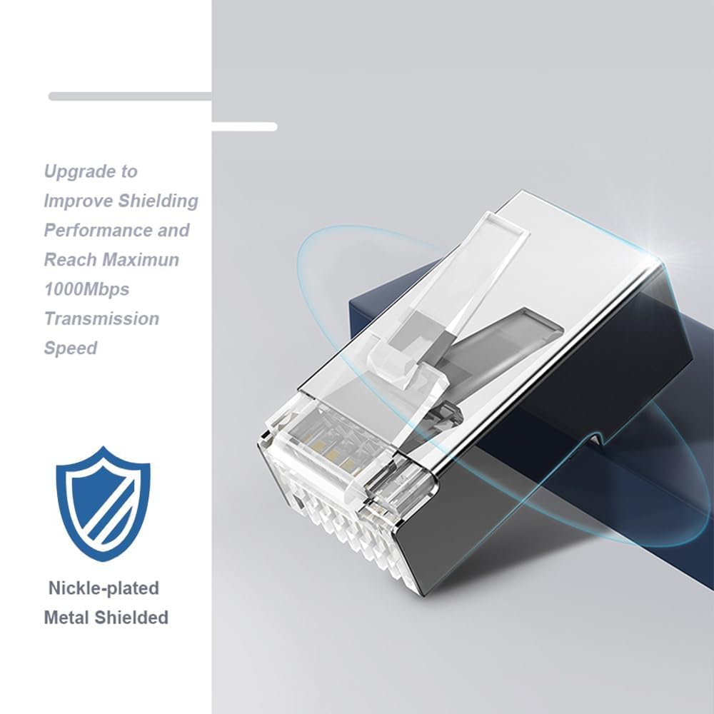 Комплект из 100 экранированных модульных разъемов RJ45 Cat6 для проходных разъемов RJ45 для одножильного или многожильного кабеля Ethernet FTP/STP 