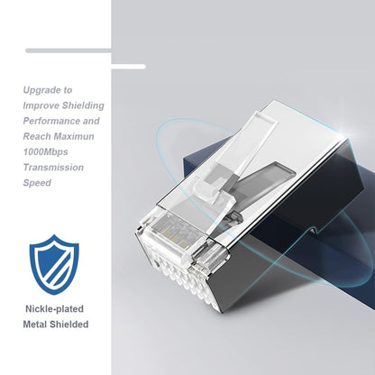 Комплект из 100 экранированных модульных разъемов RJ45 Cat6 для проходных разъемов RJ45 для одножильного или многожильного кабеля Ethernet FTP/STP 