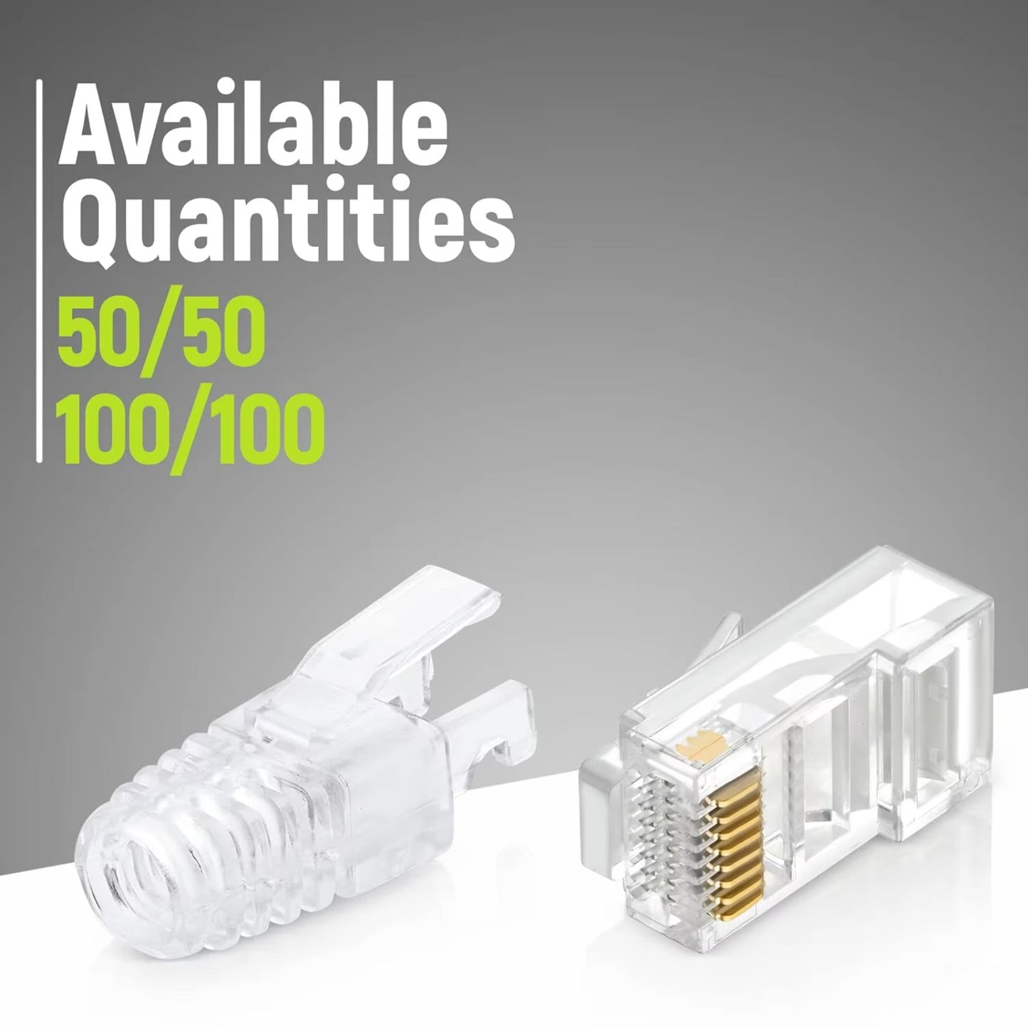 ZoeRax RJ45 Cat6 Pass Through Connectors and Strain Relief Boots, EZ to Crimp Modular Plug for Solid or Stranded Network Cable