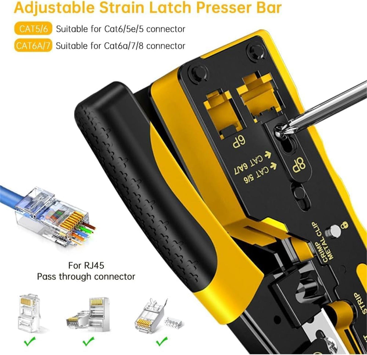 Ring Cutter Rj45 Pass Through RJ45 Crimp Tool, Ethernet Wire Cutter Crimper for Cat7 Ca ...