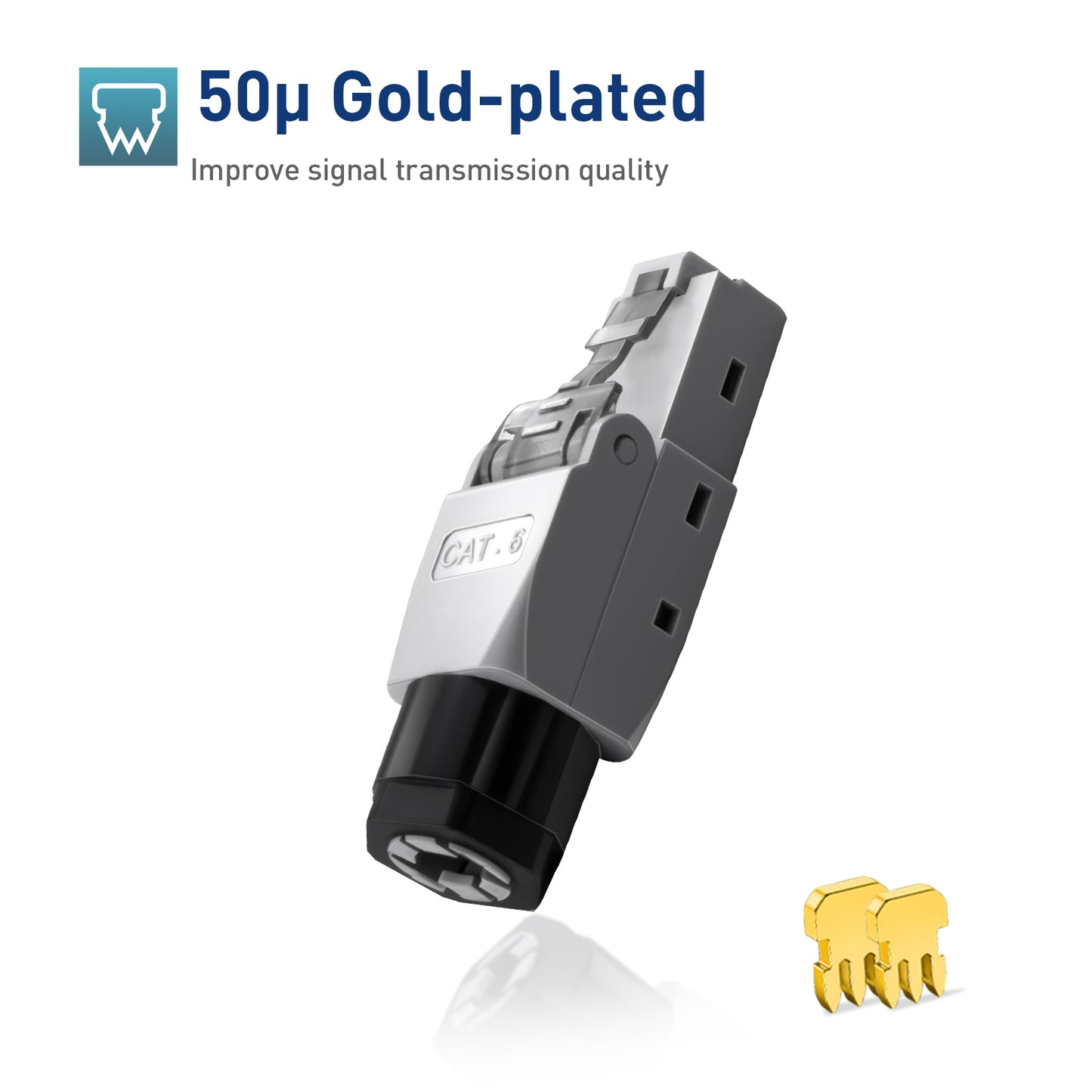ZoeRax RJ45 Connector Tool-Free, CAT6 Field Termination Plug, Gold Plated Modular Plug, UTP CAT6 Connector Toolless