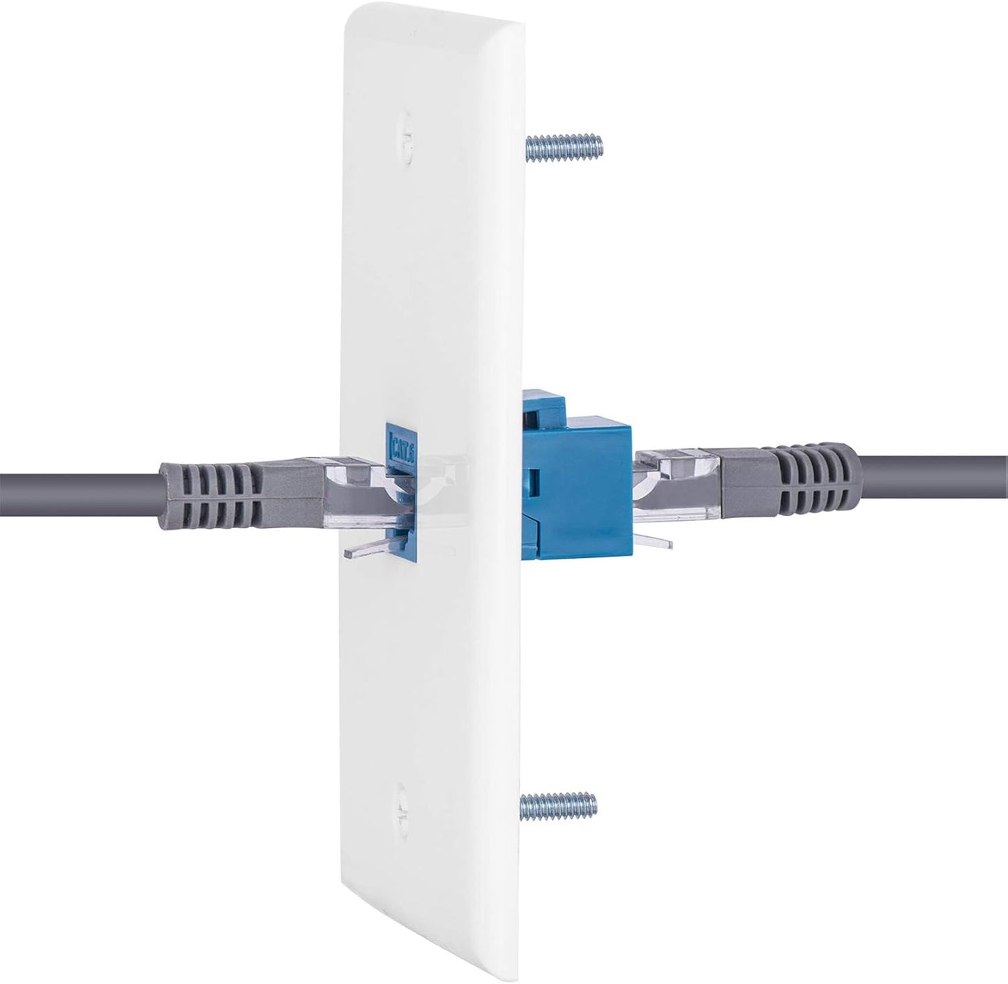 ZoeRax 2-Pack Ethernet Wall Plate Outlet, Single Gang Matte Keystone Wall Plate with RJ45 Keystone Coupler, Blue