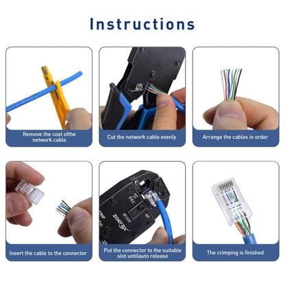 ZoeRax Multi-function RJ45 Crimping Tool, 10P/8P/6P-RJ11, RJ12, RJ45,RJ50 Crimper Cutter Stripper for Modular Plugs