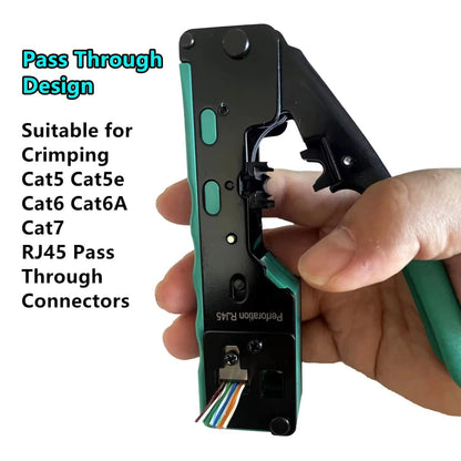 ZoeRax RJ45 패스스루 크림프 툴 키트 이더넷 크림퍼 Cat5 Cat5e Cat6 Cat6A Cat7 크림핑 툴 키트 RJ45 RJ11 와이어 스트리퍼 