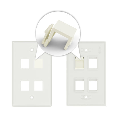 ZoeRax 50-Pack Blank Keystone Jack Inserts for Keystone Wall Plate and Patch Panel, White