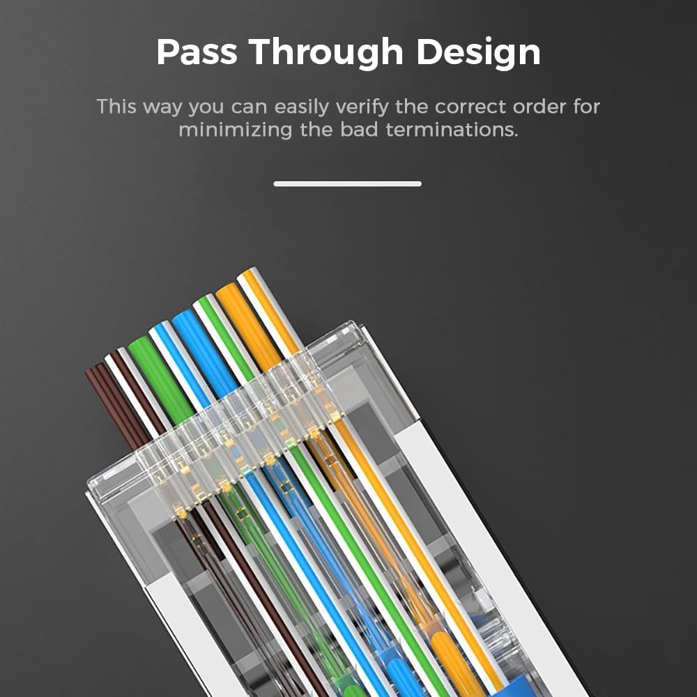 Комплект из 100 экранированных модульных разъемов RJ45 Cat6 для проходных разъемов RJ45 для одножильного или многожильного кабеля Ethernet FTP/STP 