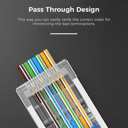 Комплект из 100 экранированных модульных разъемов RJ45 Cat6 для проходных разъемов RJ45 для одножильного или многожильного кабеля Ethernet FTP/STP 