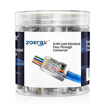 Комплект из 100 экранированных модульных разъемов RJ45 Cat6 для проходных разъемов RJ45 для одножильного или многожильного кабеля Ethernet FTP/STP 