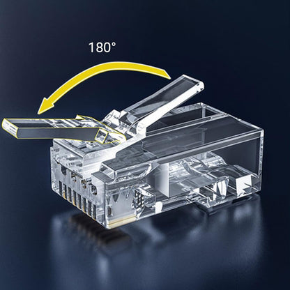 Комплект из 100 сквозных разъемов RJ45 Cat6. Модульные вилки RJ45 для одножильного или многожильного кабеля UTP. 